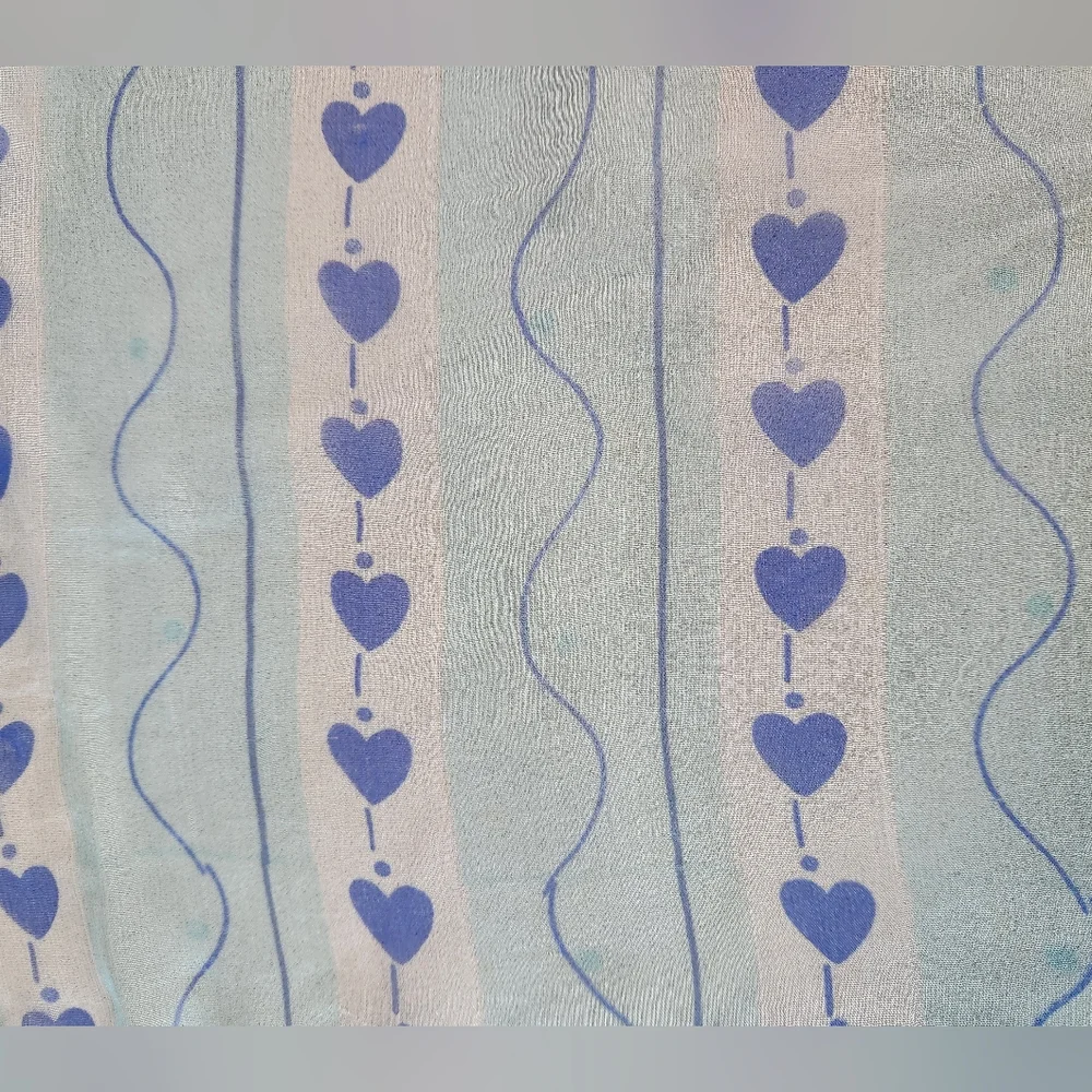 VTG Strings of Hearts 100% Silk Scarf ~LIGHT BLUE